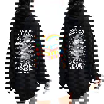 Bookworm Just A Girl Who Loves Books Women Oversized Hoodie Back Print | Seseable UK