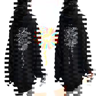 Border Collie Mom Sunflower Dog Paw Colorful Women Oversized Hoodie Back Print - Seseable
