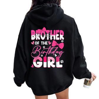 Brother Of The Birthday Girl Cat Kitty Family Matching Women Oversized Hoodie Back Print - Thegiftio UK