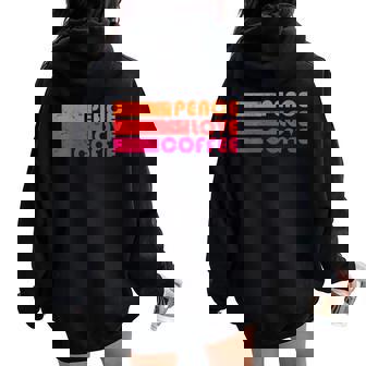 Buvez Un Café Peace Love Teacher Life Sweat à capuche oversize pour femme avec imprimé dans le dos - Cadeauxyz
