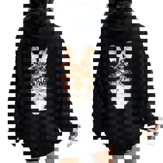 Cara De Conejo De Pascua De Leopardo Niños Es Niñas Women Oversized Hoodie Back Print - Regaloses