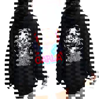Carla Joli Prénom De Fille Avec Un Panda Mignon Sweat à capuche oversize pour femme avec imprimé dans le dos - Cadeauxyz