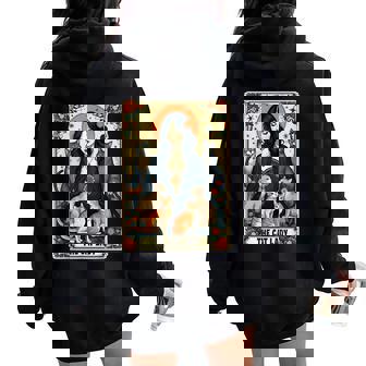 The Cat Lady Tarot Card Witchy Gothic Cat Mom Women Oversized Hoodie Back Print - Seseable