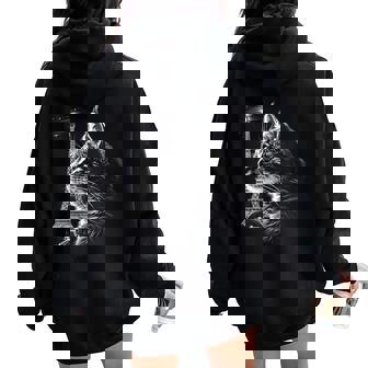 A Cat In Paris French Cat Women Oversized Hoodie Back Print - Monsterry
