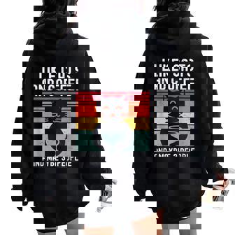 I Like Cats And Coffee And Maybe 3 People Love Cats Women Oversized Hoodie Back Print - Regaloses