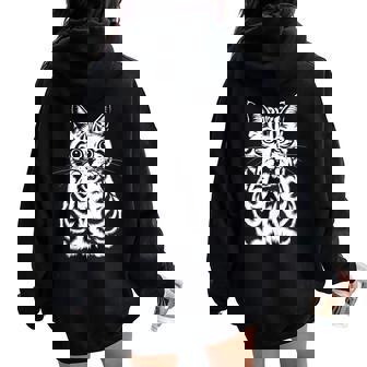 Chat Dessin Humour Drole Fille Silhouette Chat Sweat à capuche oversize pour femme avec imprimé dans le dos - Cadeauxyz