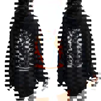Chat Noir Doigt D'honneur Humour Homme Original Fan Sweat à capuche oversize pour femme avec imprimé dans le dos - Cadeauxyz