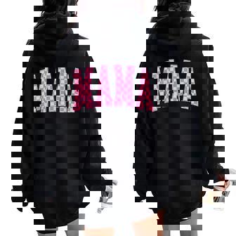 Checkered Pink Mama Mommy Happy Mother's Day Best Mom Ever Women Oversized Hoodie Back Print - Seseable