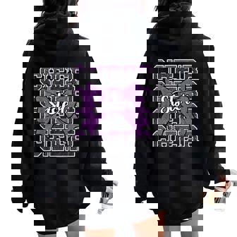 Cheer Sister Bow Sport Cheerleader Cheerleading Purple Women Oversized Hoodie Back Print - Seseable