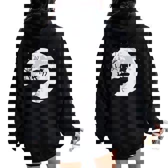 Cheval Mignon Avec Lune Nuit Fille Chevaux Sweat à capuche oversize pour femme avec imprimé dans le dos - Cadeauxyz