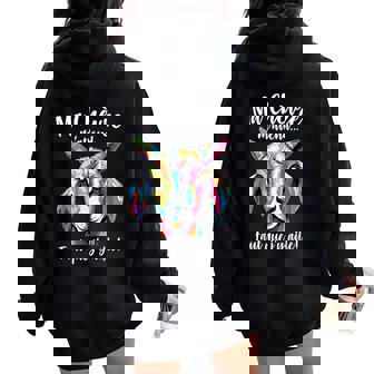 Chevre Humour Fille Enfant Ma Chèvre M'attend Sweat à capuche oversize pour femme avec imprimé dans le dos - Cadeauxyz