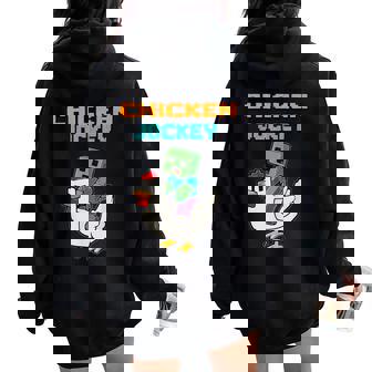 Chicken Jockey Zombie Pixel Apparel Women Oversized Hoodie Back Print | Mazezy
