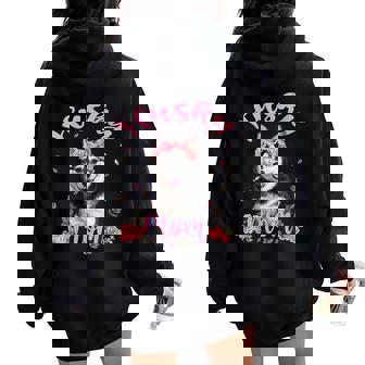Chien À Fleurs Mignon Pour Husky Mom Sweat à capuche oversize pour femme avec imprimé dans le dos - Cadeauxyz