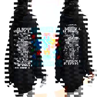 Christian Autism Awareness God Makes The Pieces Fit Cross Women Oversized Hoodie Back Print | Seseable UK