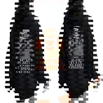 Christian Camo Girl Hat Jesus God Black Prayer Warrior Women Oversized Hoodie Back Print | Mazezy