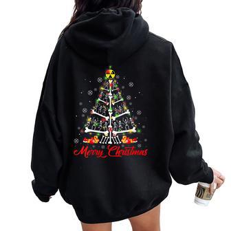 Christmas X-Ray Bone Xmas Tree Lights Santa Women Oversized Hoodie Back Print - Monsterry