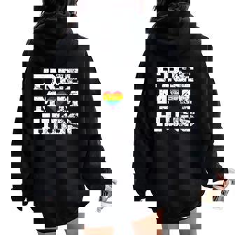 Classic Free Mom Hugs Free Mom Hugs Rainbow Gay Pride Women Oversized Hoodie Back Print - Monsterry