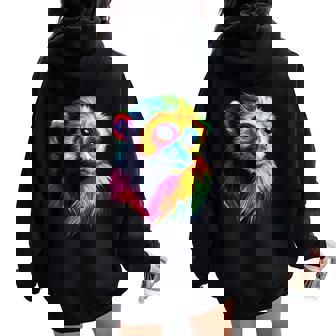 Colorful Capuchin Monkey Face Animal Lover Men Women Women Oversized Hoodie Back Print - Monsterry