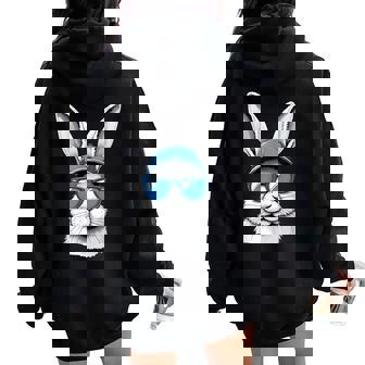 Cool Easter Day Bunny Face Avec Lunettes De Soleil Garçons Hommes Enfants Sweat à capuche oversize pour femme avec imprimé dans le dos - Cadeauxyz