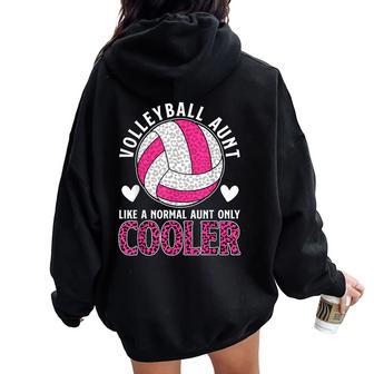 Cool Volleyball Aunt Of A Volleyball Player Auntie Women Oversized Hoodie Back Print - Thegiftio UK