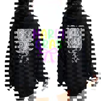 Coquette Bow Mardi Gras Jester Outfit Girls Mardi Gras Women Oversized Hoodie Back Print | Mazezy