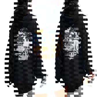 Cotopaxi Noche Estrellada Obra De Arte Llama Parque Nacional Women Oversized Hoodie Back Print - Regaloses