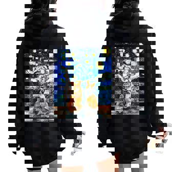 Couples Of Corgi Dog At Starry Night Puppy Dog Lover Women Oversized Hoodie Back Print - Monsterry