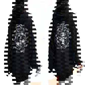 Créature Mythique Méduse Mythologie Grecque Gorgone Sweat à capuche oversize pour femme avec imprimé dans le dos - Cadeauxyz
