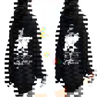 Cute Big Sister Bear Autism Awareness Autistic Family Lover Women Oversized Hoodie Back Print - Thegiftio UK
