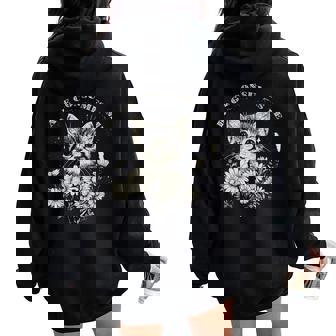 Cute Cat Rage Consumes Me Sarcastic Kitten Flower Women Oversized Hoodie Back Print - Seseable