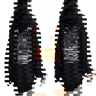 Cute Dragon Books Cottagecore Flower Bookworm Book Lover Women Oversized Hoodie Back Print | Seseable CA