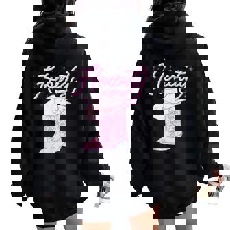 Cute Howdy Pink Cowgirl Boot Hat Western Rodeo Girl Women Oversized Hoodie Back Print - Thegiftio