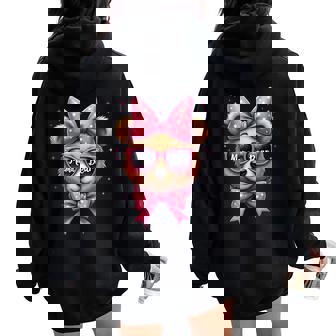 Cute Mama Bear Face Sunglasses Mom Mother’S Day Women Oversized Hoodie Back Print - Seseable