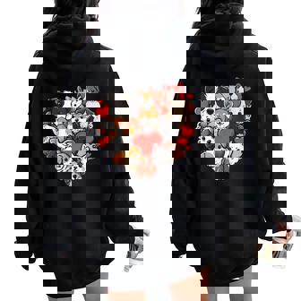 Cute Puppy Dog Heart Couple Boy Girl Valentines Day Costume Women Oversized Hoodie Back Print - Monsterry