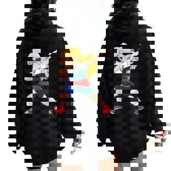 Dabbing Girl Russian Russia Flag Kids Dab Dance Women Oversized Hoodie Back Print - Monsterry