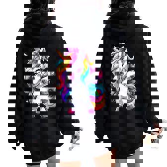 Dabbing Unicorn Shirt Cute Unicorn Dab Dance Women Oversized Hoodie Back Print - Monsterry