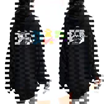 Dad And Mom Of The Birthday Boy Toy Family Decorations Women Oversized Hoodie Back Print - Seseable