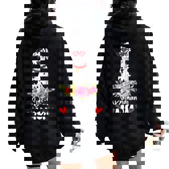 Dalmatian Mom Mama Sunglasses Flower Dog Lover Owner Womens Women Oversized Hoodie Back Print - Seseable