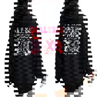 Dialysis Crew Nurse Valentines Day Leopard Dialysis Nurse Women Oversized Hoodie Back Print - Thegiftio UK