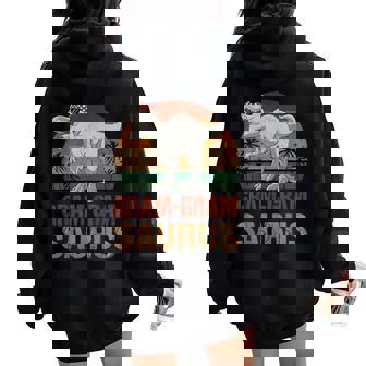 Dinosaur Gram-Gram Saurus Vintage Mother's Day Women Oversized Hoodie Back Print - Seseable