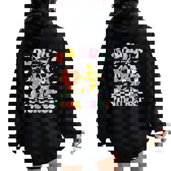 Donut Stress Just Do Your Best Groovy Testing Day Teachers Women Oversized Hoodie Back Print | Mazezy