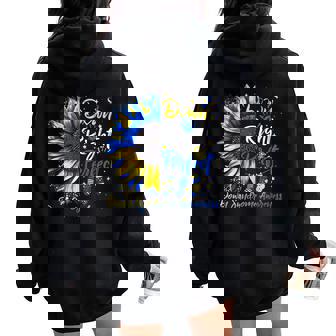 Down Right Perfect Down Syndrome Awareness Ribbon Sunflower Women Oversized Hoodie Back Print | Mazezy