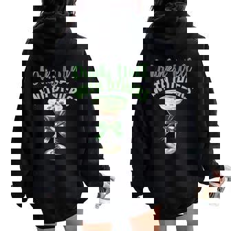 Drinks Well With Others St Patrick's Day Drunk Martini Women Oversized Hoodie Back Print - Thegiftio