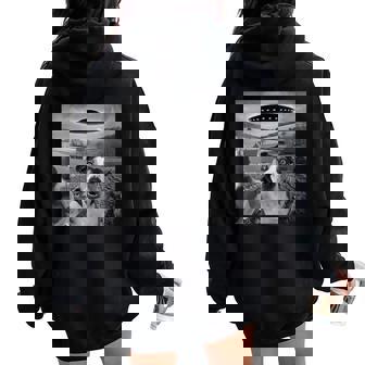Drôle Ovni Chien Selfie Rencontre Alien Humour Sweat à capuche oversize pour femme avec imprimé dans le dos - Cadeauxyz