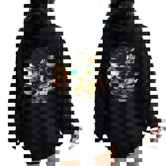 Ducks In Park Costume For Feeding Ducks Lovers Women Oversized Hoodie Back Print - Monsterry