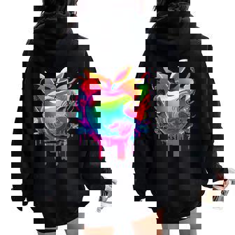 EDM Rave Festival Trippy Apple Electronic Dance Music Women Oversized Hoodie Back Print - Monsterry