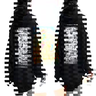 EDM Trippy Street UFO Dance Rave Music Festival Women Oversized Hoodie Back Print - Monsterry