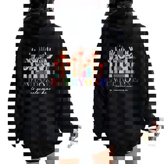 Everyone Is Welcome Here Idaho Teacher Support Lgbt Heart Women Oversized Hoodie Back Print | Mazezy