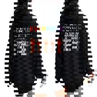 Everyone Is Welcome Here Idaho Teacher Women Oversized Hoodie Back Print | Mazezy
