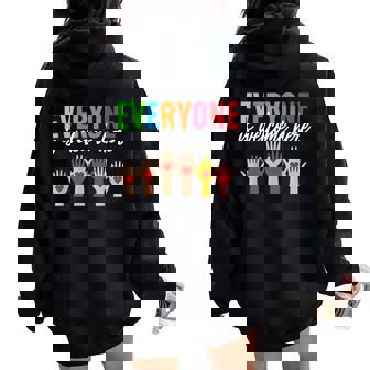 Everyone Is Welcome Here Idaho Teacher Women Oversized Hoodie Back Print | Mazezy
